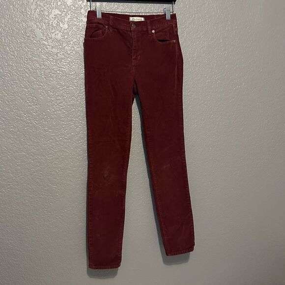 🍄 Madewell high riser skinny maroon/red corduroy/velvet cord style pants - Picture 1 of 9